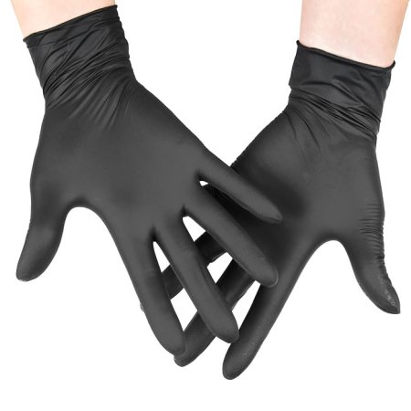 Перчатки  нитриловые неопудренные, текстурированные на пальцах, черные